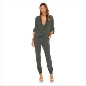 Monrow Women’s Crepe Long Sleeve Jumpsuit in Camo